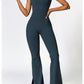 Wide Strap Bootcut Slit Active Jumpsuit