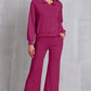 Half Zip Collared Neck Sweatshirt and Pants Set