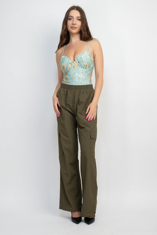 Essence Wide Leg Cargo Pant - Olive