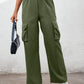 Elastic Waist Straight Leg Cargo Pants