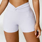 Twisted High Waist Active Shorts with Pockets