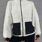 Contrast Drawstring Collared Neck Jacket