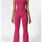 Wide Strap Bootcut Slit Active Jumpsuit