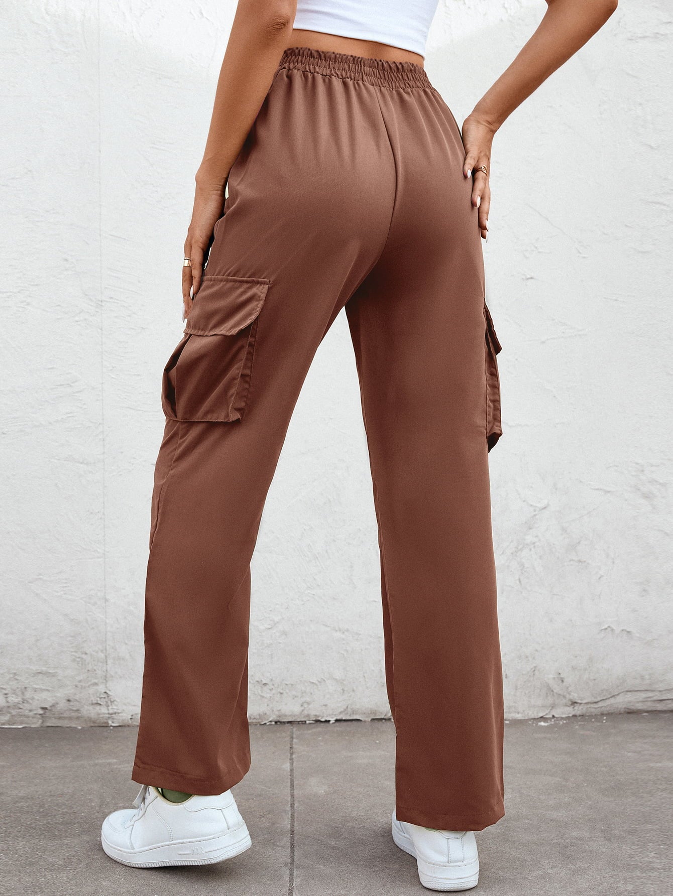 Elastic Waist Straight Leg Cargo Pants