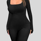 Square Neck Long Sleeve Active Jumpsuit