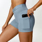 Twisted High Waist Active Shorts with Pockets