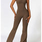 Wide Strap Bootcut Slit Active Jumpsuit