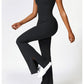 Wide Strap Bootcut Slit Active Jumpsuit