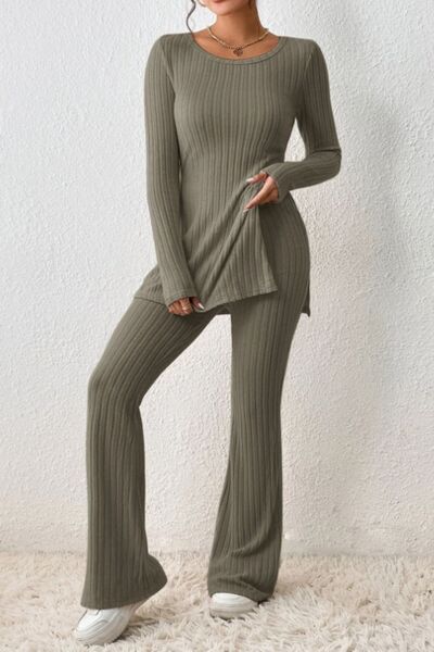 Cozy Ribbed Elegance Two-Piece Set