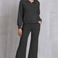 Half Zip Collared Neck Sweatshirt and Pants Set