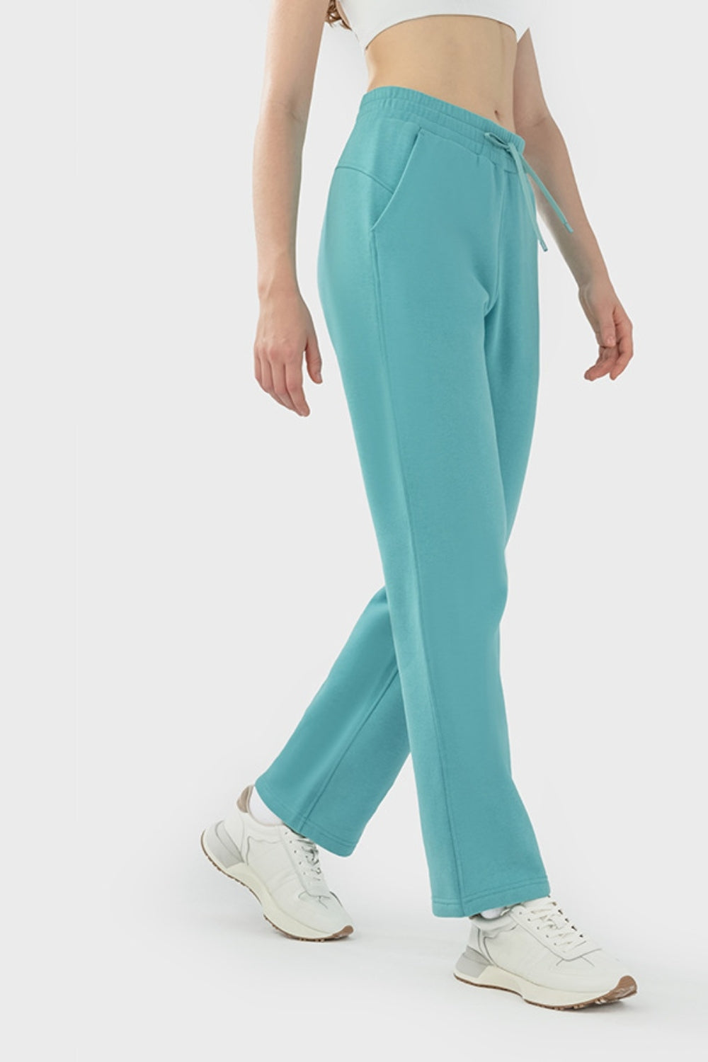 Elevate Lounge High-Rise Fleece Straight Leg Sweats - Teal