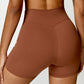 Twisted High Waist Active Shorts with Pockets