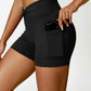 Twisted High Waist Active Shorts with Pockets