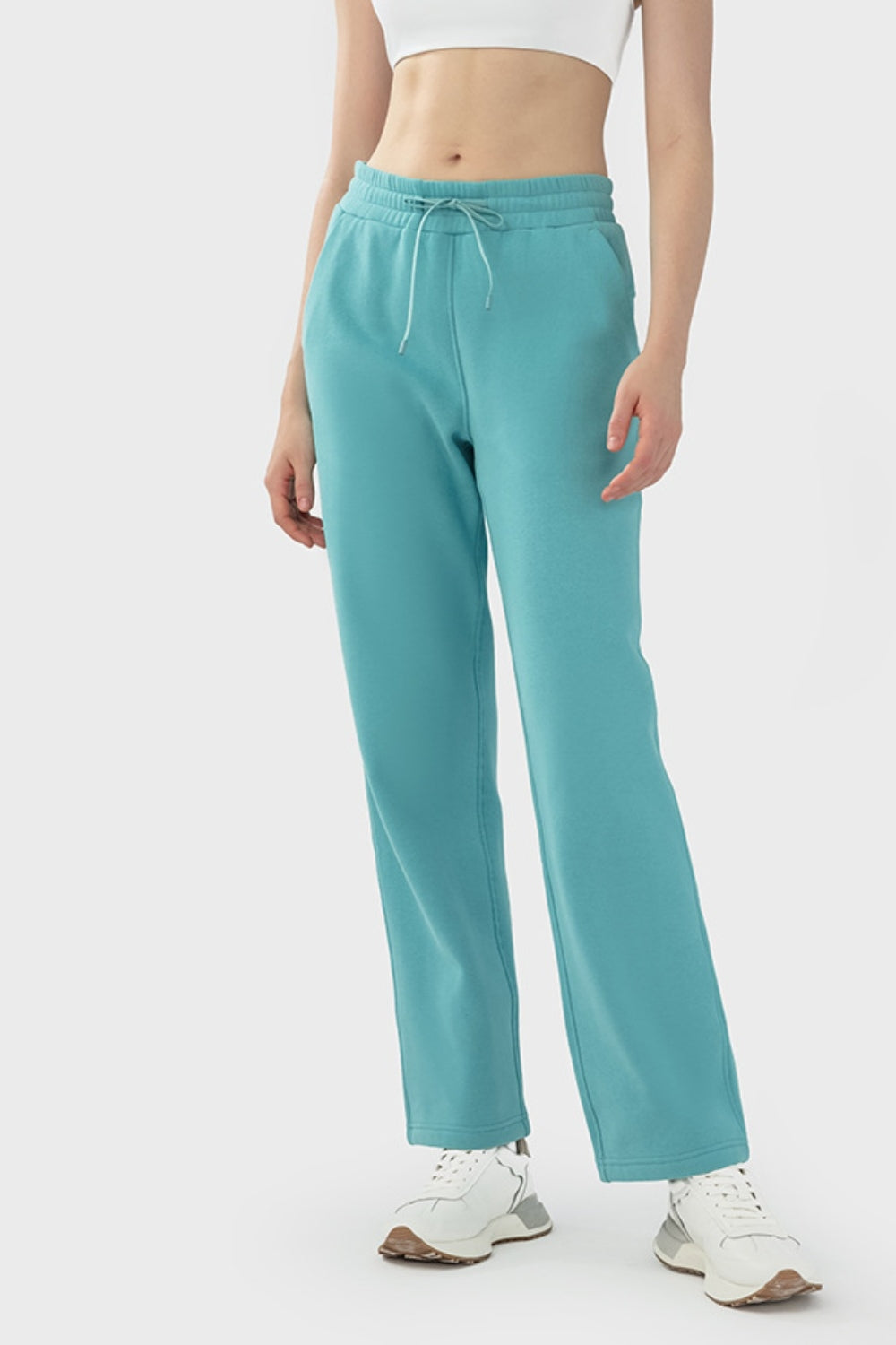 Elevate Lounge High-Rise Fleece Straight Leg Sweats - Teal