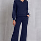 Half Zip Collared Neck Sweatshirt and Pants Set