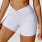 Twisted High Waist Active Shorts with Pockets