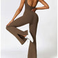 Wide Strap Bootcut Slit Active Jumpsuit