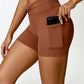 Twisted High Waist Active Shorts with Pockets