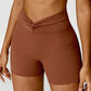 Twisted High Waist Active Shorts with Pockets