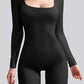 Square Neck Long Sleeve Active Jumpsuit